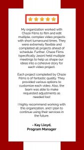 Client Testimonial For Chaze Films Video Production